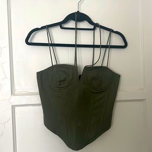 Lioness Corset Top, khaki green XS NWT